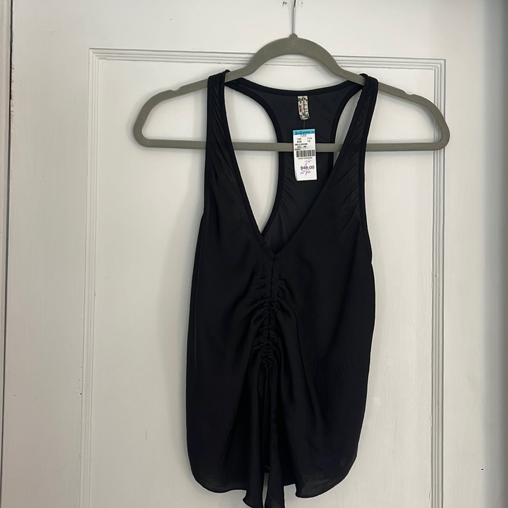 NWT free people black silk top
